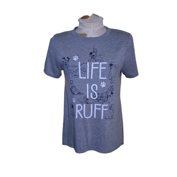 Disney Parks Disney Dogs Life Is Ruff Gray Womens Shirt Small - Picture 1 of 4